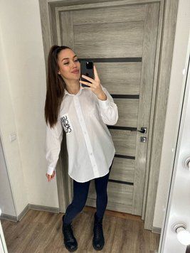 Жіноча сорочка з котону колір білий 452227 452229 фото