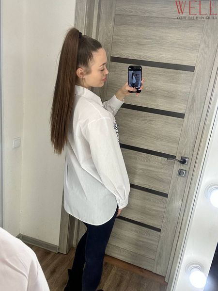 Жіноча сорочка з котону колір білий 452227 452229 фото